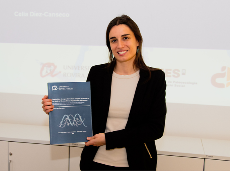 Celia Díez-Canseco defended her doctoral thesis "Possibilities of sequential isotope analyses of dentine for the study of life conditions of past animal populations: New approaches to obtain intra-tooth isotopic data from collagen in hypsodont species"