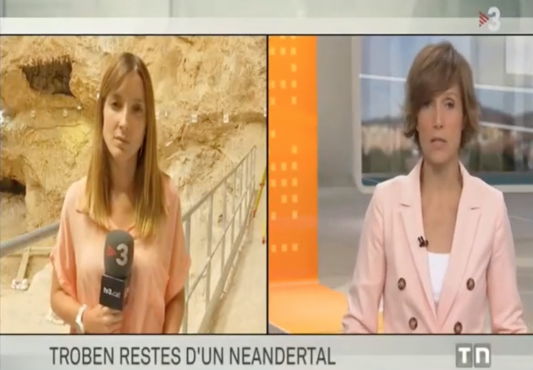 Les restes neandertals de l'Abric Romaní en el Telenotícies Migdia de TV3